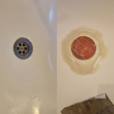 acrylic bath plug crack repair completed in Gloucester acrylic bath plug crack repair completed in Gloucester