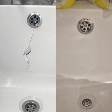 acrylic bath crack repair completed in Gloucester
