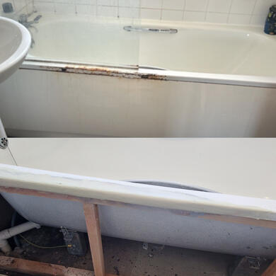 rusty side of steel bath repaired in Gloucester