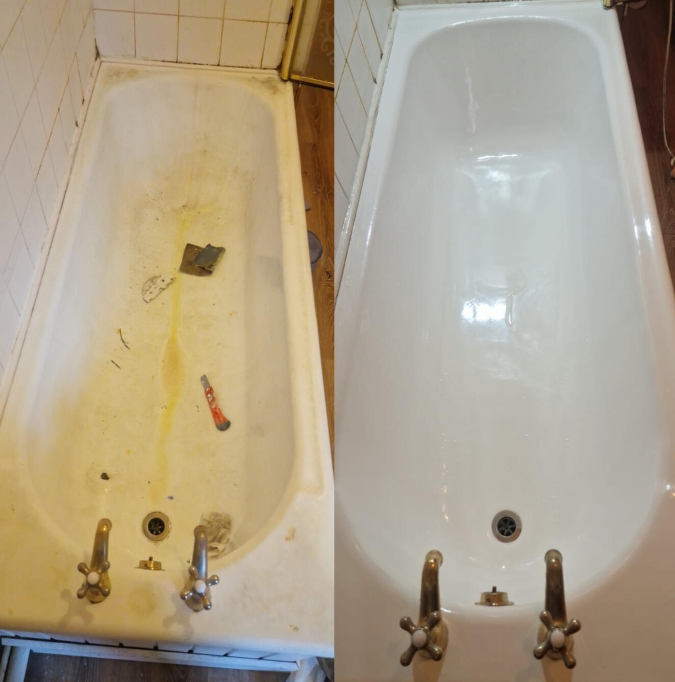 Steel bath resurfaced in Longlevens, Gloucester