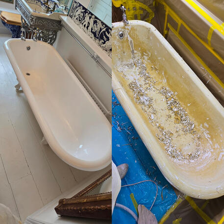 Cast iron Bath re-enamelling done in Tetbury Gloucestershire