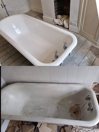 Cast iron Bath re-enamelling done in Tetbury Gloucestershire